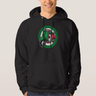 Vintage Motor Scooter In Italy Flag Colors Hoodie