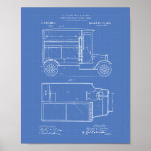Vintage Motor Vehicle 1920 Patent Art - Blueprint Poster