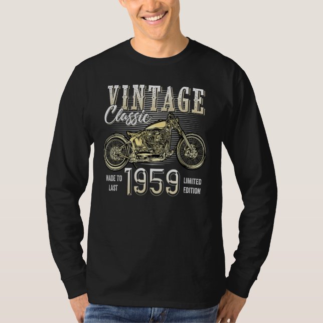 Vintage Motorbike Born 1959 Classic Motorcycle Bir T-Shirt (Front)