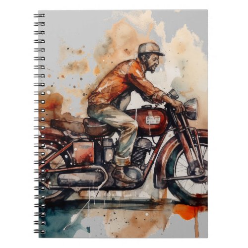 Vintage Motorbike Watercolor Art Print Notebook