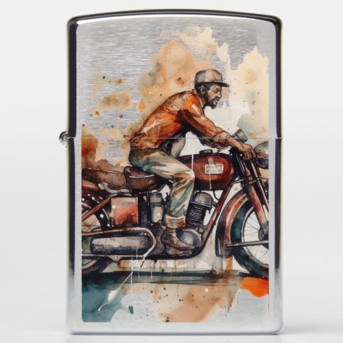 Vintage Motorbike Watercolor Art Print Zippo Lighter