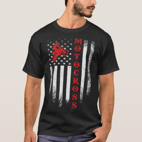 Vintage  Motorcross Dirt Bike American Flag Patrio T_Shirt