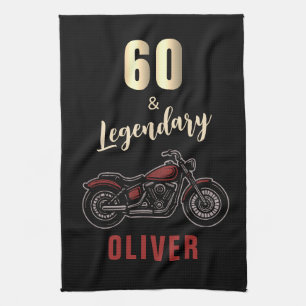 Vintage Motorcycle 60th Birthday Bike Kitchen Towel