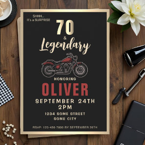 Vintage Motorcycle 70th Birthday Bike Party Invitation