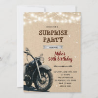 Vintage motorcycle adult birthday invitation