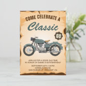 Vintage Motorcycle Adult Birthday Party Invitation (Standing Front)
