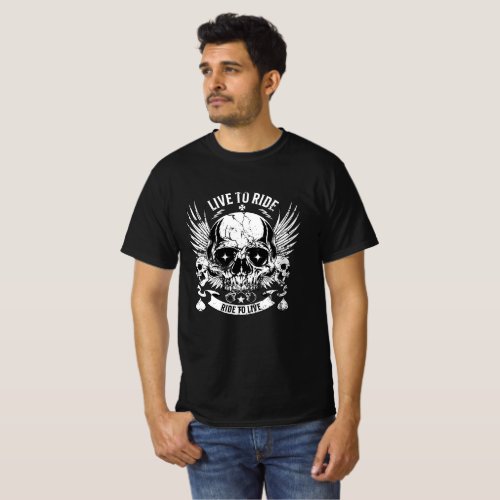 Vintage motorcycle and skull T_Shirt