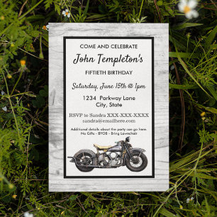 Vintage Motorcycle Antique Birthday Party Men's Invitation