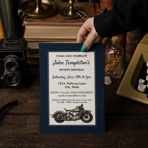 Vintage Motorcycle Antique Birthday Party Men's  Invitation