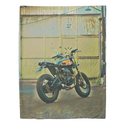 Vintage motorcycle art duvet cover