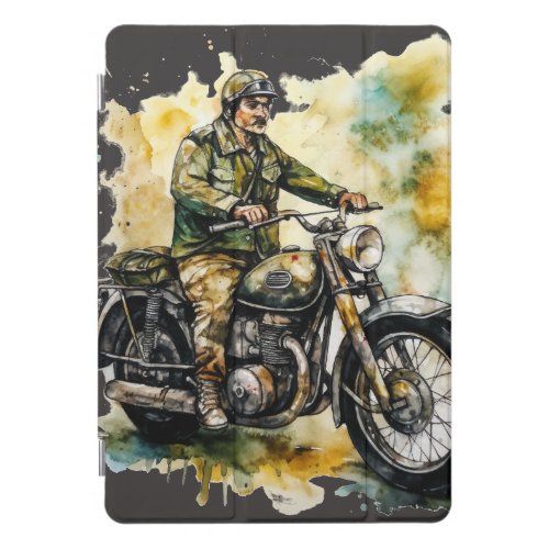 Vintage Motorcycle Art Print Classic Design iPad Pro Cover