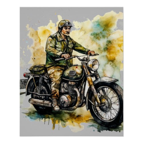 Vintage Motorcycle Art Print Classic Design Poster