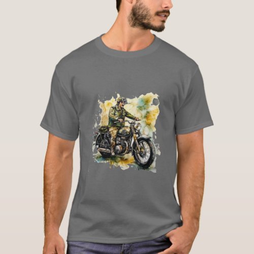 Vintage Motorcycle Art Print Classic Design T_Shirt