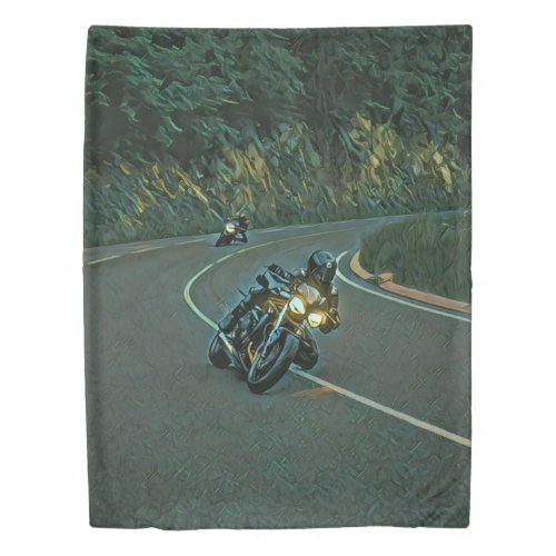 vintage motorcycle artwork duvet cover