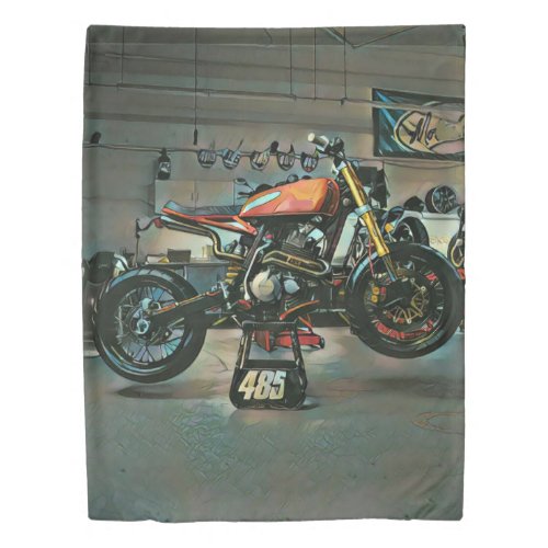 vintage motorcycle artwork duvet cover