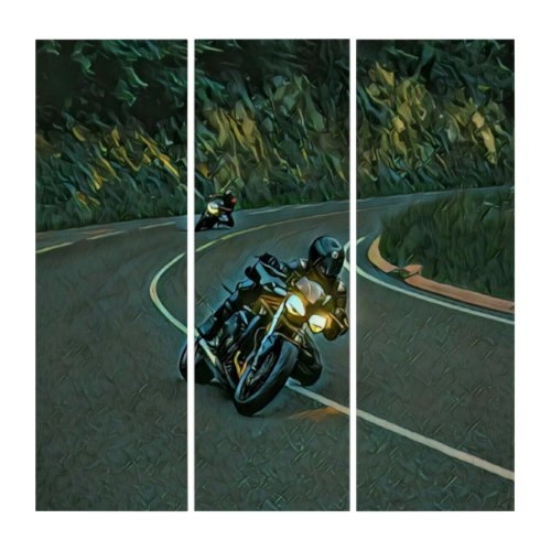 vintage motorcycle artwork triptych