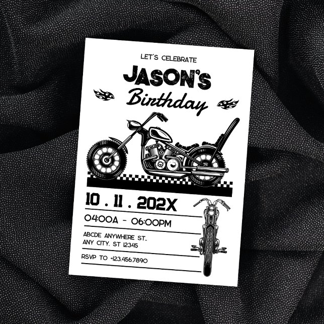 Vintage Motorcycle biker birthday Invitation (Creator Uploaded)