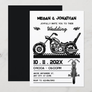 Vintage Motorcycle biker Wedding Invitation