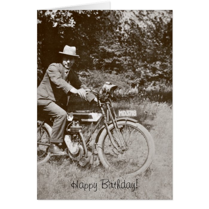 Vintage motorcycle birthday card