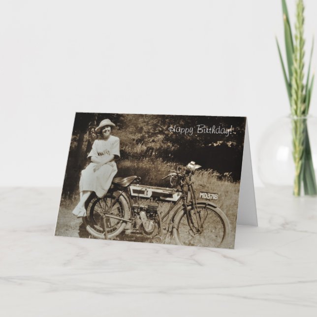 Vintage motorcycle birthday card (Front)