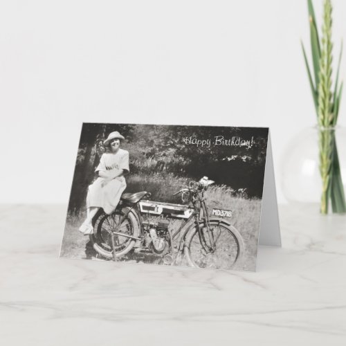 Vintage motorcycle birthday card v2