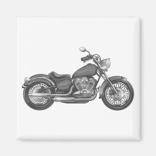 Vintage motorcycle black and white illustration magnet