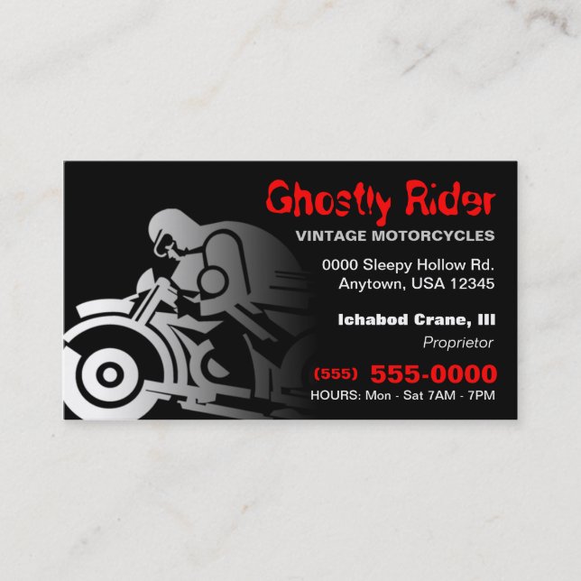 Vintage Motorcycle Business Card (Front)