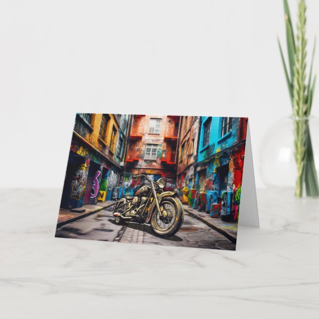 Vintage Motorcycle Cinematic Autos Blank Note Card (Front)