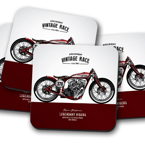 Vintage Motorcycle Coaster  Cork Coaster Set