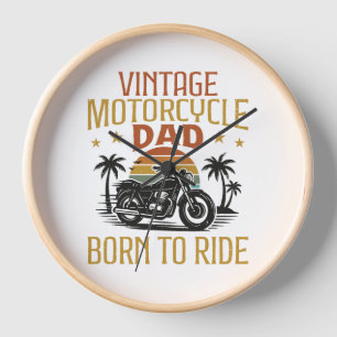 vintage motorcycle dad born to ride clock