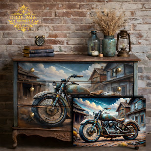 Vintage Motorcycle Decoupage Tissue Paper