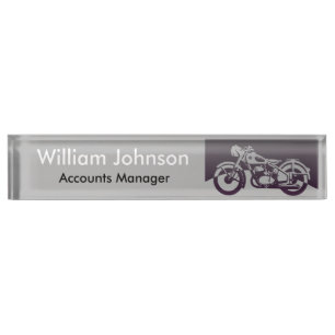 Vintage Motorcycle Desk Name Plate