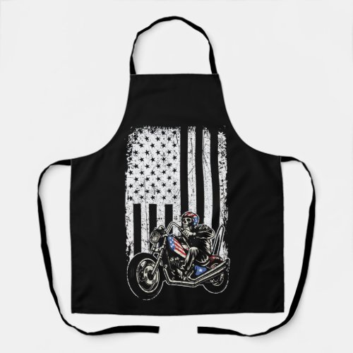 Vintage Motorcycle _ Detailed With American Flag Apron