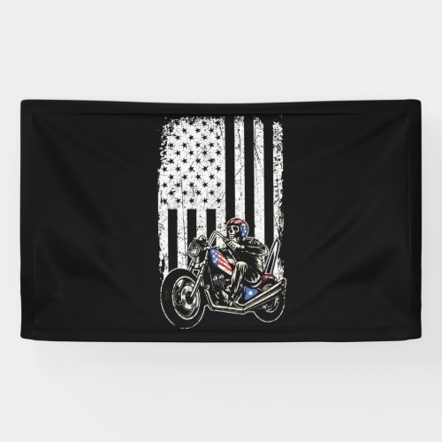 Vintage Motorcycle _ Detailed With American Flag Banner