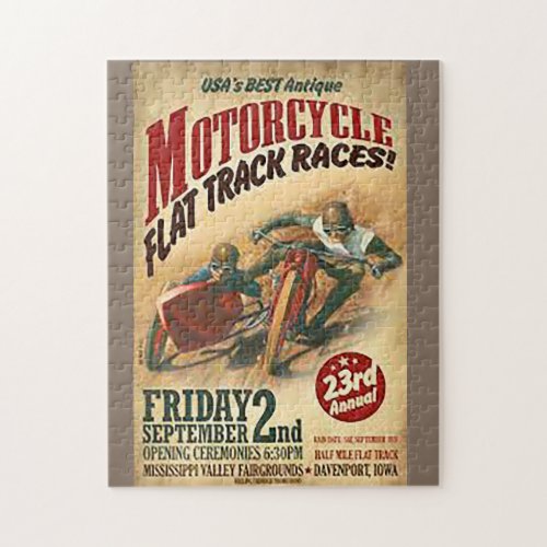 Vintage Motorcycle Flat Track Advert Jigsaw Puzzle