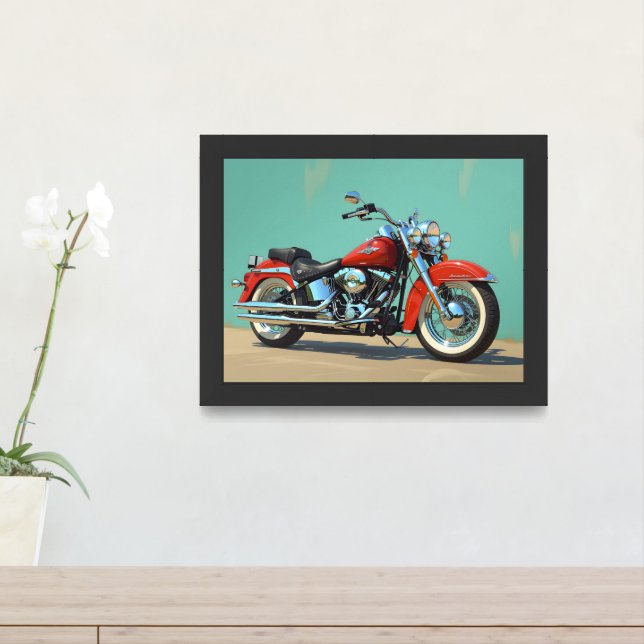 Vintage Motorcycle Framed Art (Entryway)
