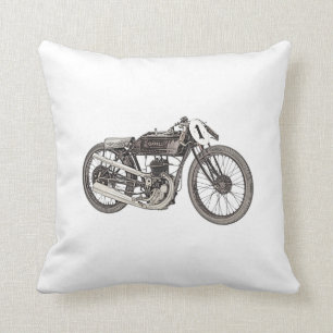 Vintage Motorcycle Garelli Racing Motorbike Art Throw Pillow