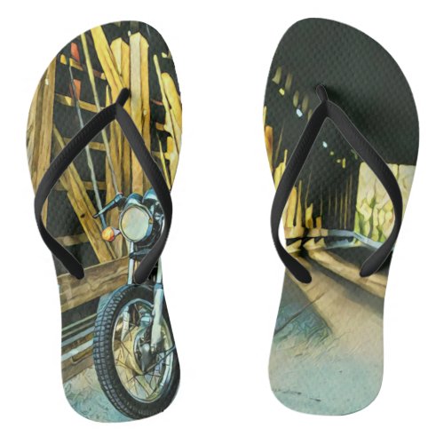 Vintage motorcycle gift flip flops