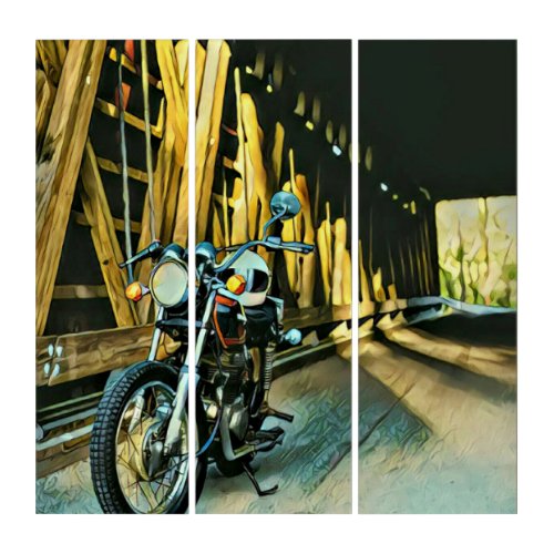 Vintage motorcycle gift triptych