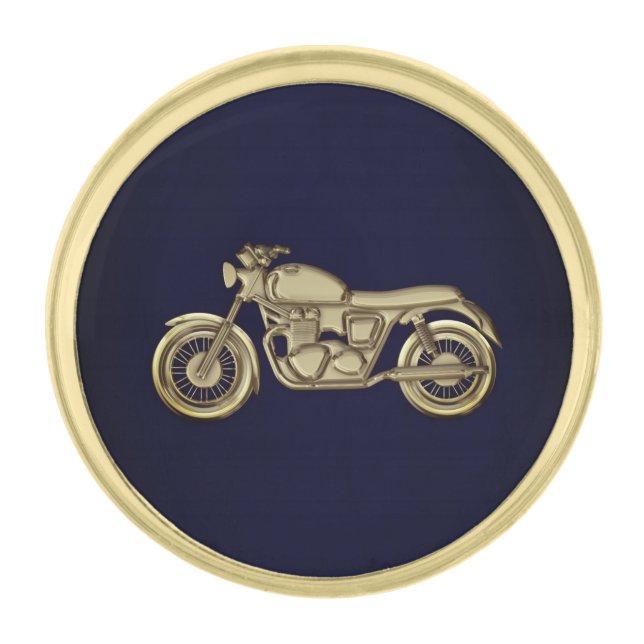 Vintage Motorcycle Gold Finish Lapel Pin (Front)