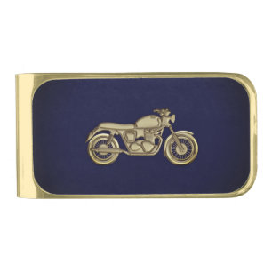 Vintage Motorcycle Gold Finish Money Clip