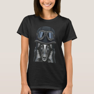Vintage Motorcycle Helmet Belgian Sheepdog T-Shirt
