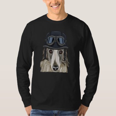 Vintage Motorcycle Helmet Borzoi T-Shirt