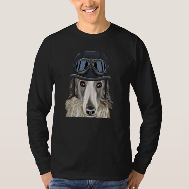 Vintage Motorcycle Helmet Borzoi T-Shirt (Front)