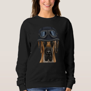 Vintage Motorcycle Helmet Brown Great Dane Sweatshirt