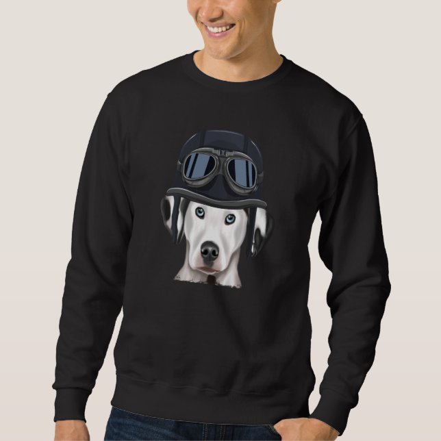 Vintage Motorcycle Helmet Dalmatian Sweatshirt (Front)
