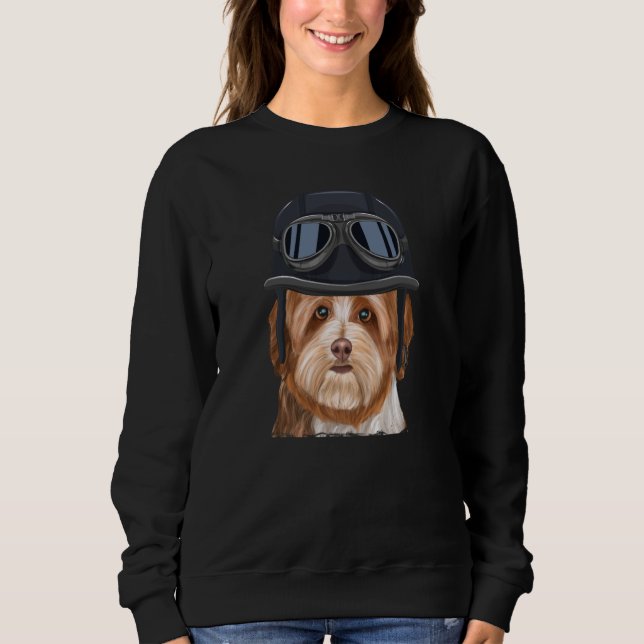 Vintage Motorcycle Helmet Havanese Sweatshirt (Front)