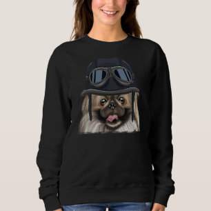 Vintage Motorcycle Helmet Pekingese Sweatshirt