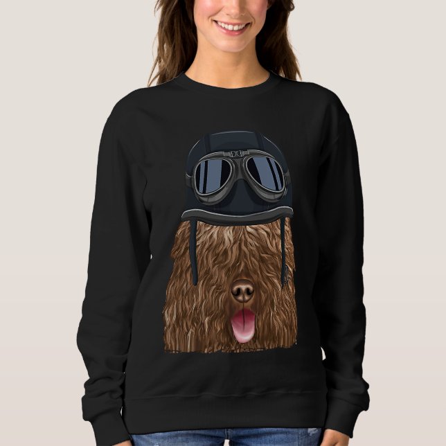 Vintage Motorcycle Helmet Spanish Water Dog Sweatshirt (Front)