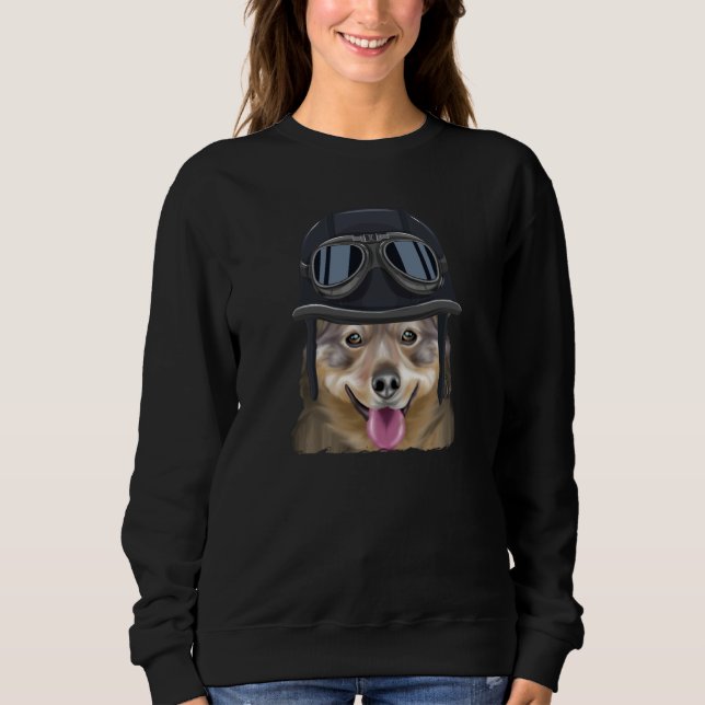 Vintage Motorcycle Helmet Swedish Vallhund Sweatshirt (Front)